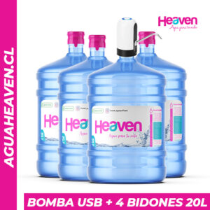 Bomba USB + 4 Botellones 20 Litros