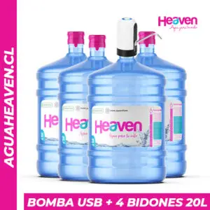 Bomba USB + 4 Botellones 20 Litros