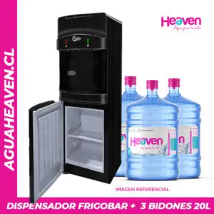 Dispensador pedestal con frigobar + 3 botellones 20 lts